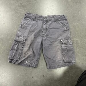 vintage Carhartt paint splattered grey cargo shorts